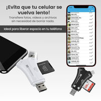 Xpace® Memoria Portátil para Teléfono 4 en 1
