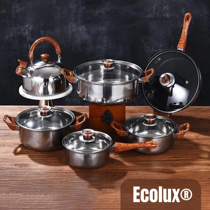 Ecolux® Set de Ollas en Acero Inoxidable x12 Piezas