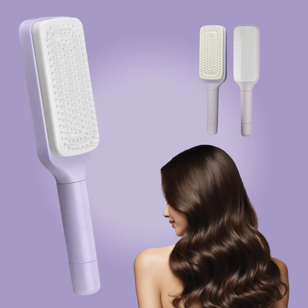 Ovéla® Cepillo para el Cabello Retráctil y  Auto Limpiante