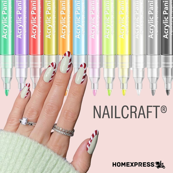 NailCraft® Set x 12 Marcadores Acrílicos Profesionales para Uñas