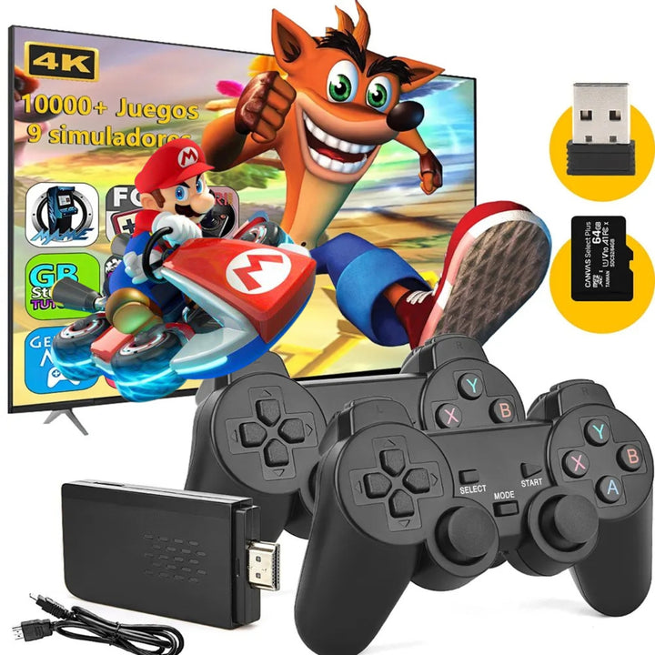 Consola GameStick® 4K + 2 Controles Inálambricos