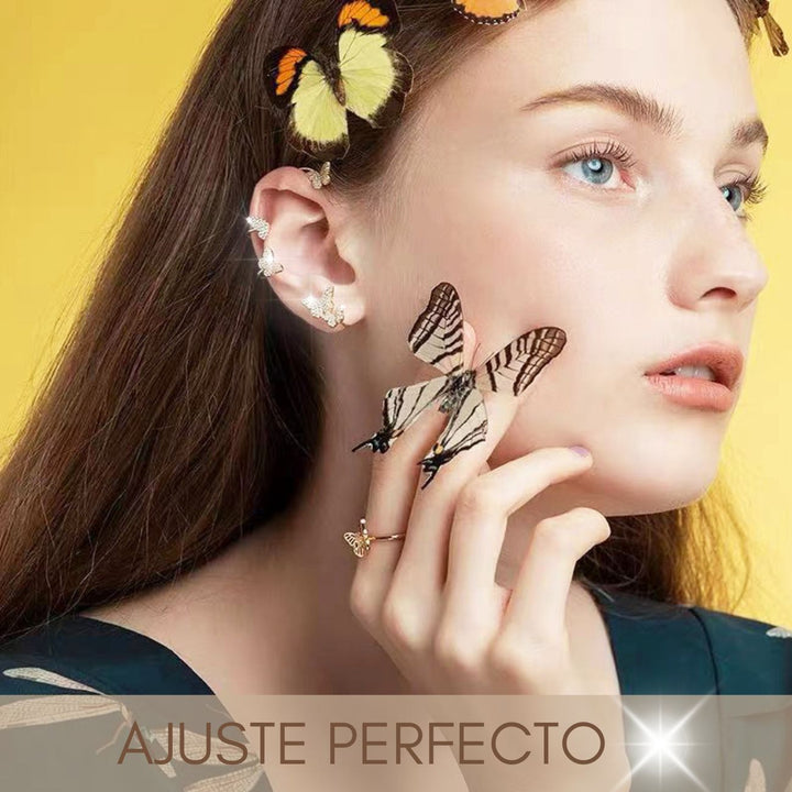 Enchant® Pendiente de Mariposas Dorado + Plateado Gratis