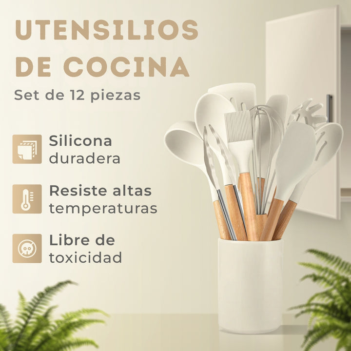 Tasty® Set de Utensilios en Silicón x12 + Vaso Incluido