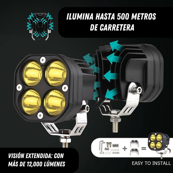 Luma® Exploradoras LED de 4 lupas para Moto 2x1