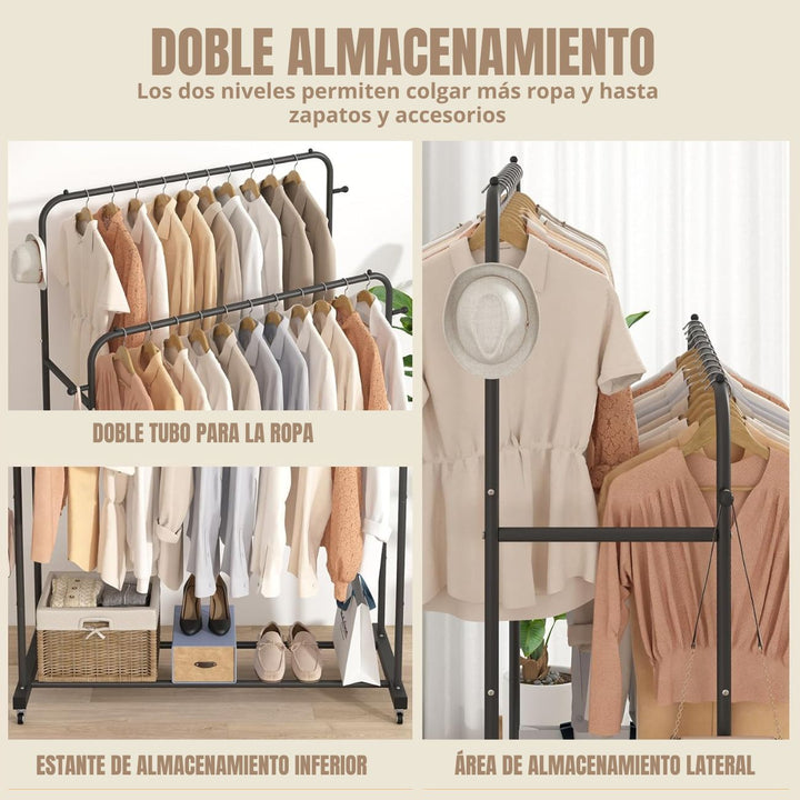 RollMax® Perchero Armable para Ropa de 2 Niveles