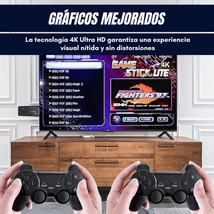 Consola GameStick® 4K + 2 Controles Inálambricos