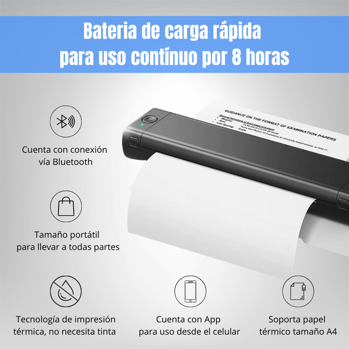 SmartPrint® Impresora térmica portátil + 5 hojas térmicas GRATIS