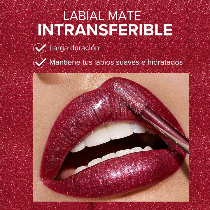 Pudaier® Labial 3D Mate con Infusión de Glitter Intransferible