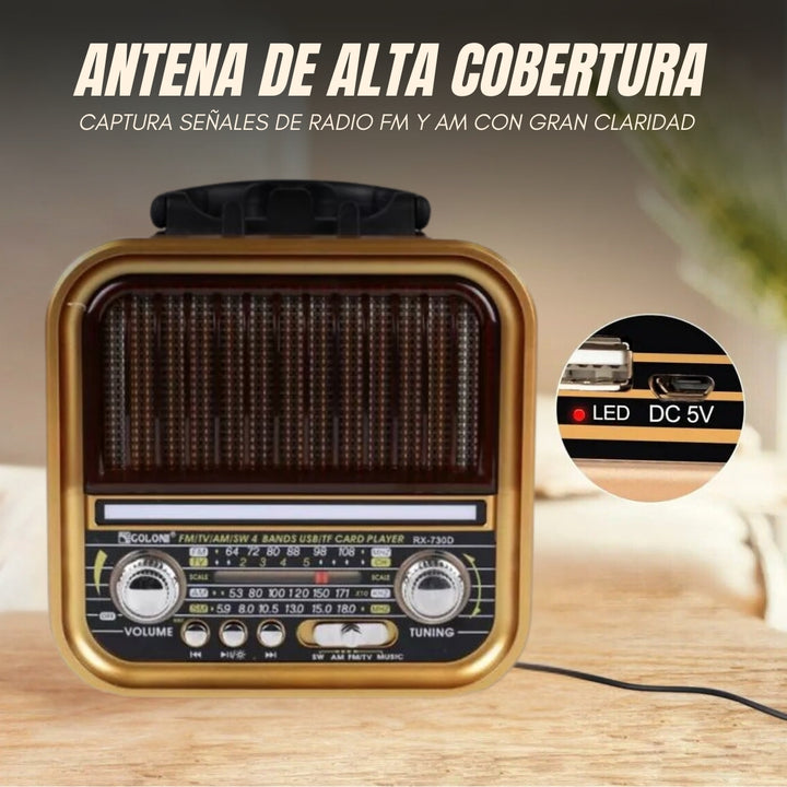 Veltra® Radio Vintage Recargable con Bluetooth