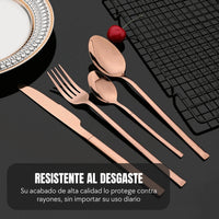 LuxSet® Set de 24 Cubiertos Oro Rosa