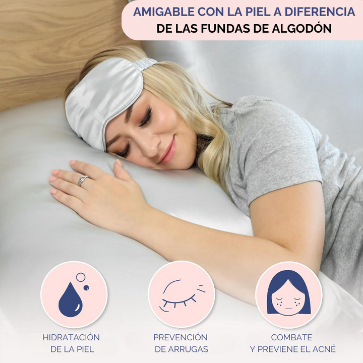 SilkGlow® Funda de almohada anti frizz 100% en seda Morera