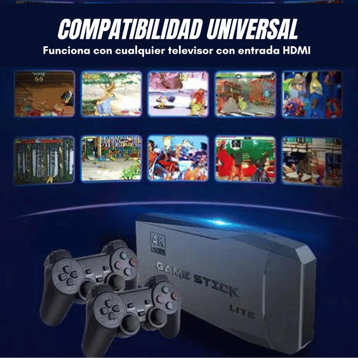 Consola GameStick® 4K + 2 Controles Inálambricos