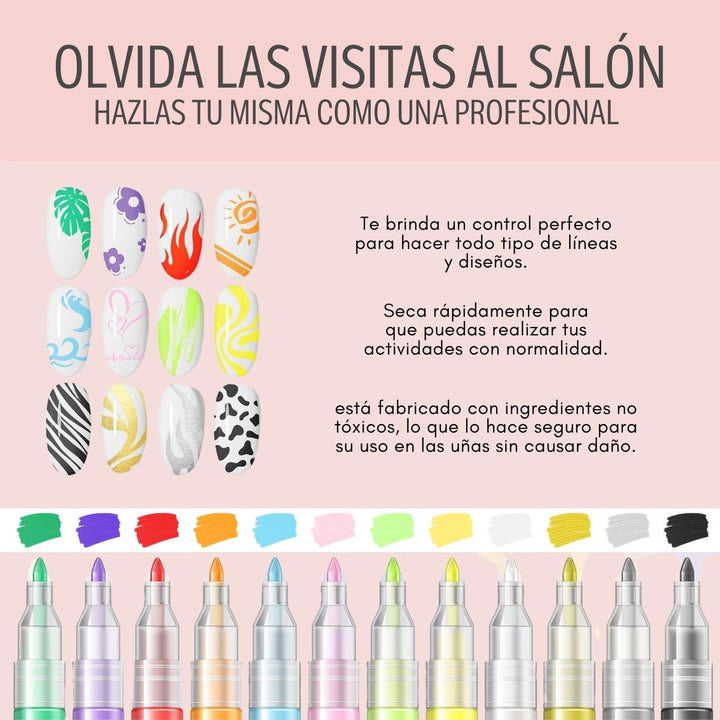 NailCraft® Set x 12 Marcadores Acrílicos Profesionales para Uñas