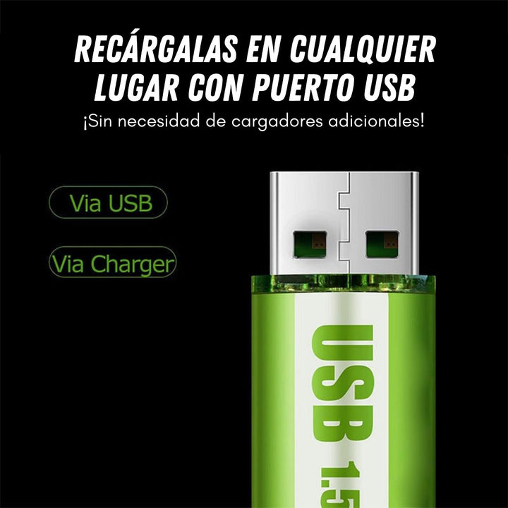 PowerUp® Pilas de Larga Duración Recargables por USB