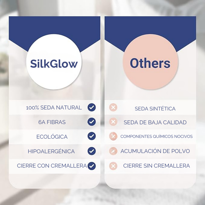 SilkGlow® Funda de almohada anti frizz 100% en seda Morera