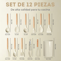 Tasty® Set de Utensilios en Silicón x12 + Vaso Incluido