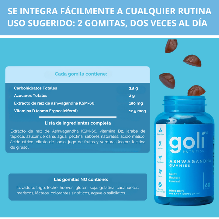 Goli® Gomitas de Ashwagandha con Vitamina D x 60 unidades