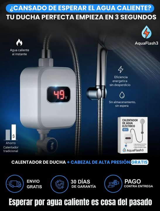 Calentador ducha + Cabezal de alta presion Gratis Upsell
