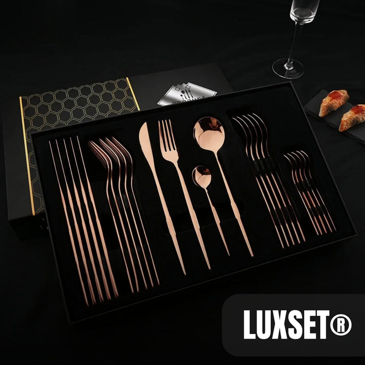 LuxSet® Set de 24 Cubiertos Oro Rosa