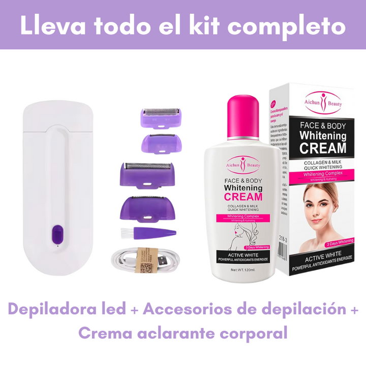 HiBeauty® Kit de Depilación Led + Crema Aclarante Gratis